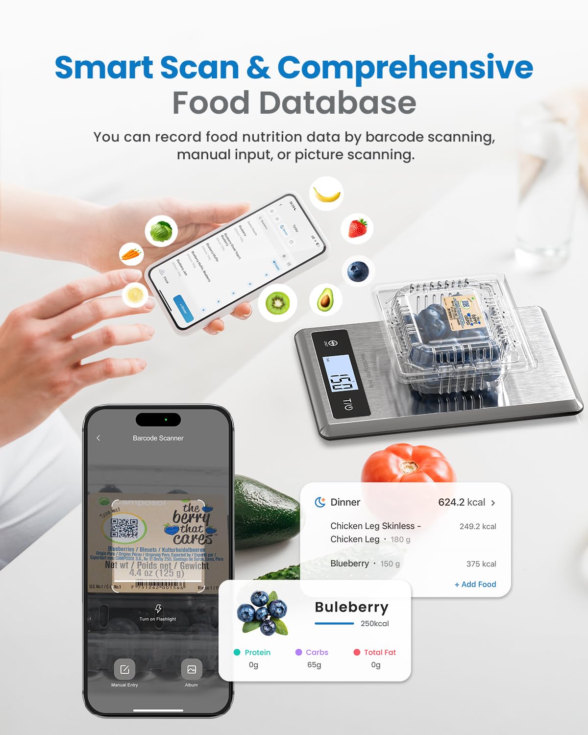 Foto 4 pulgar | Báscula Smart Food Kitchen Renpho Con Calculadora Nutricional - Venta Internacional.