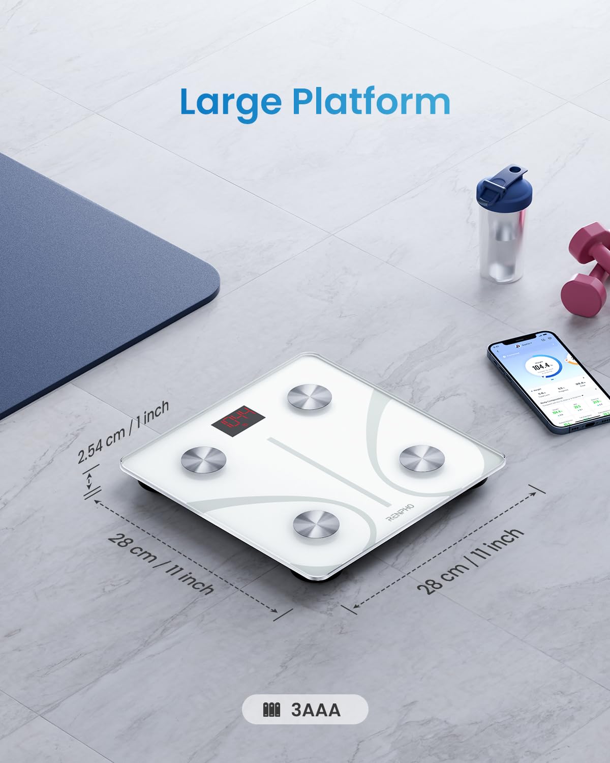 Foto 8 pulgar | Báscula Inteligente Renpho Para Peso Corporal Con Aplicación Bluetooth Bmi, Blanca - Venta Internacional.