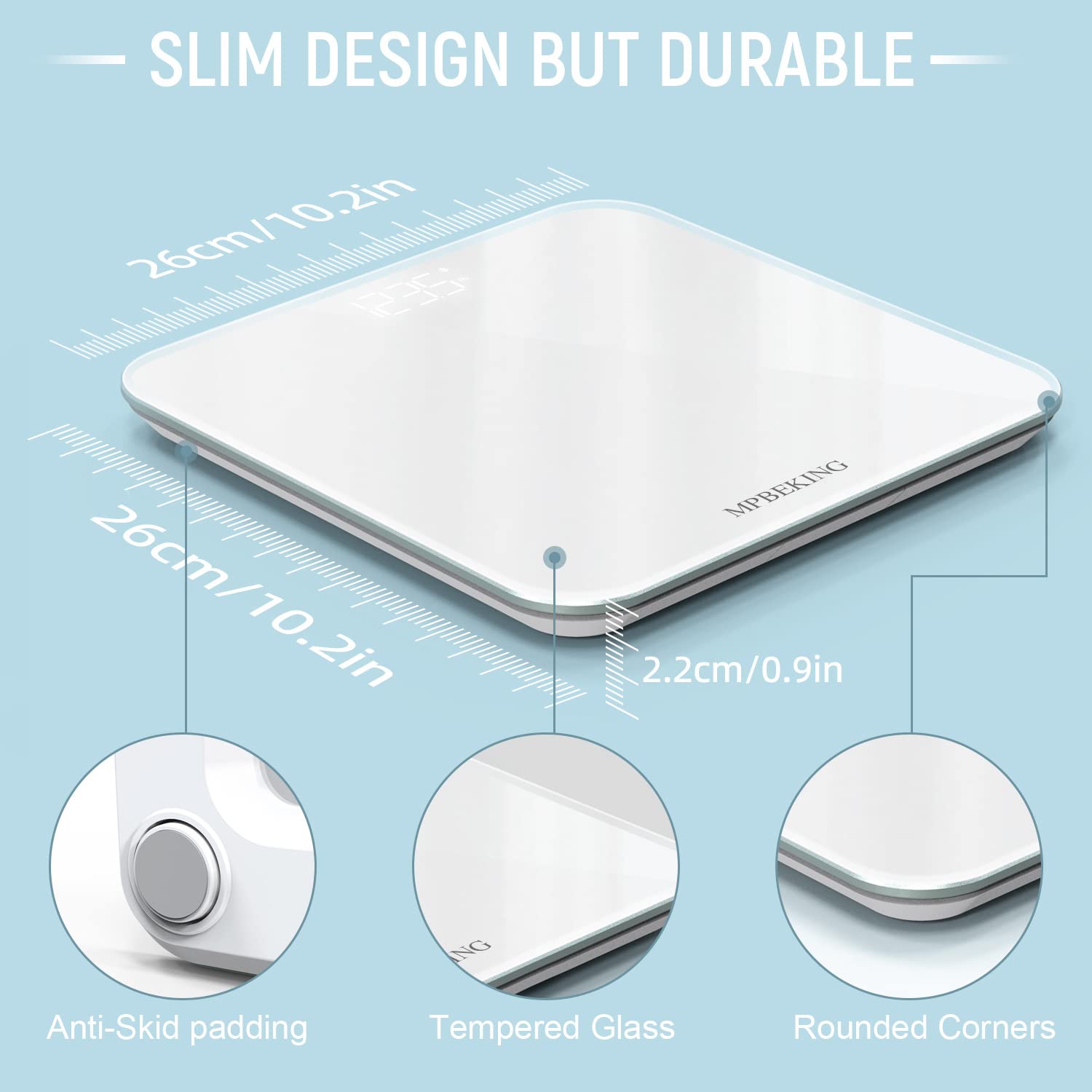 Foto 5 pulgar | Báscula Digital De Baño Con Bluetooth Y Pantalla Led – Alta Precisión Y Diseño Moderno (blanco)