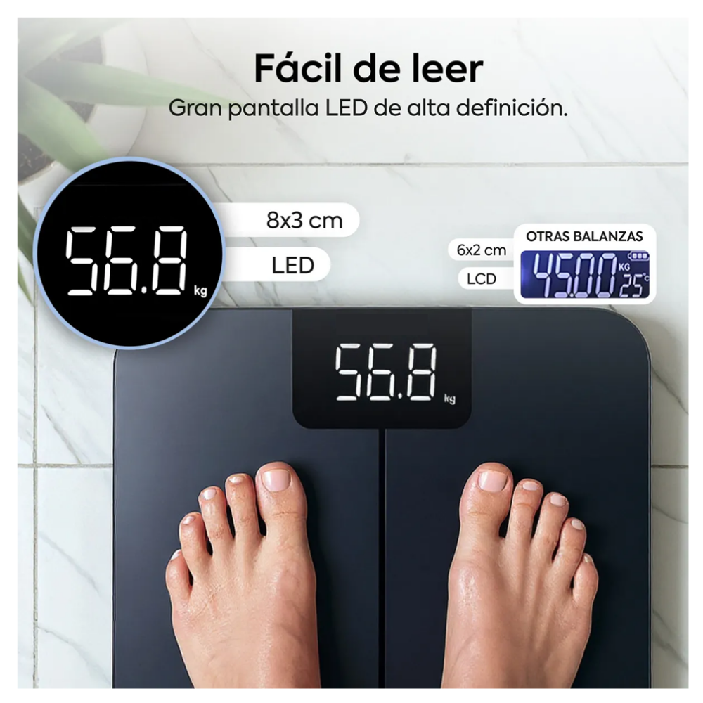 Foto 5 pulgar | Báscula Digital Peso Personas 180 Kg Pesa Corporal Baño Personal Lab.g  Negra