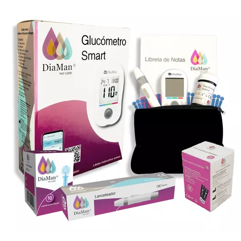 Foto 2 pulgar | Kit Glucómetro DiaMan Smart DMGM02 color Blanco