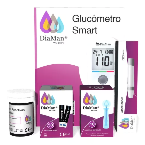 Foto 4 pulgar | Kit Glucómetro DiaMan Smart DMGM02 color Blanco