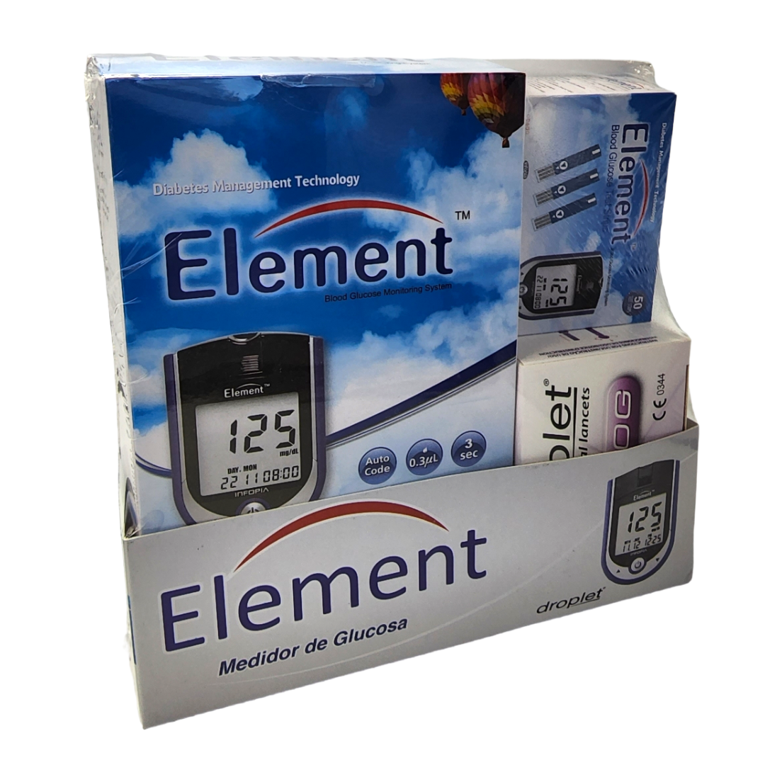 Foto 3 | Glucómetro Element Kit + 50 Tiras Reactivas + 100 Lancetas