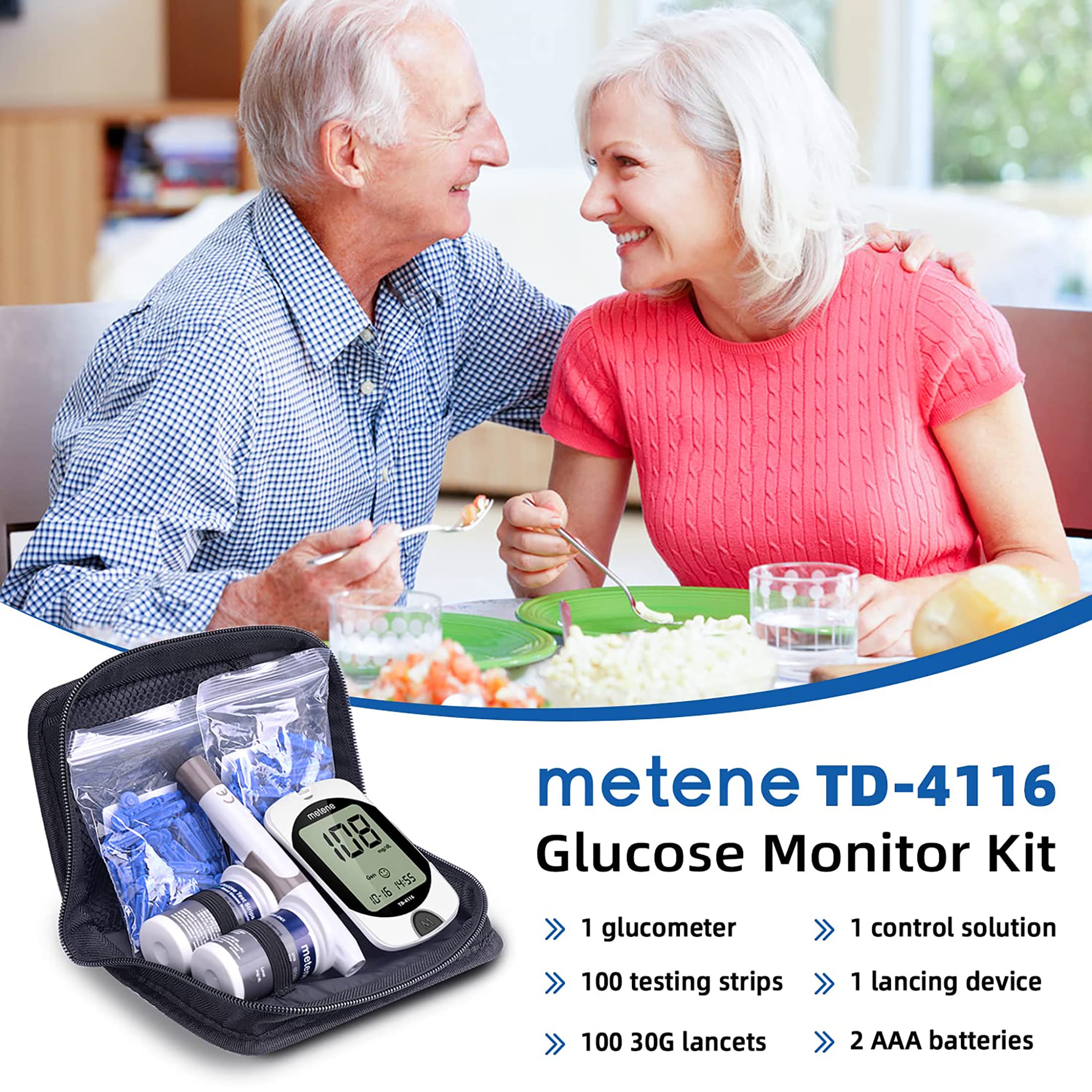 Foto 7 pulgar | Kit De Monitor De Glucosa En Sangre Metene Td-4116 +100 Tira - Venta Internacional.