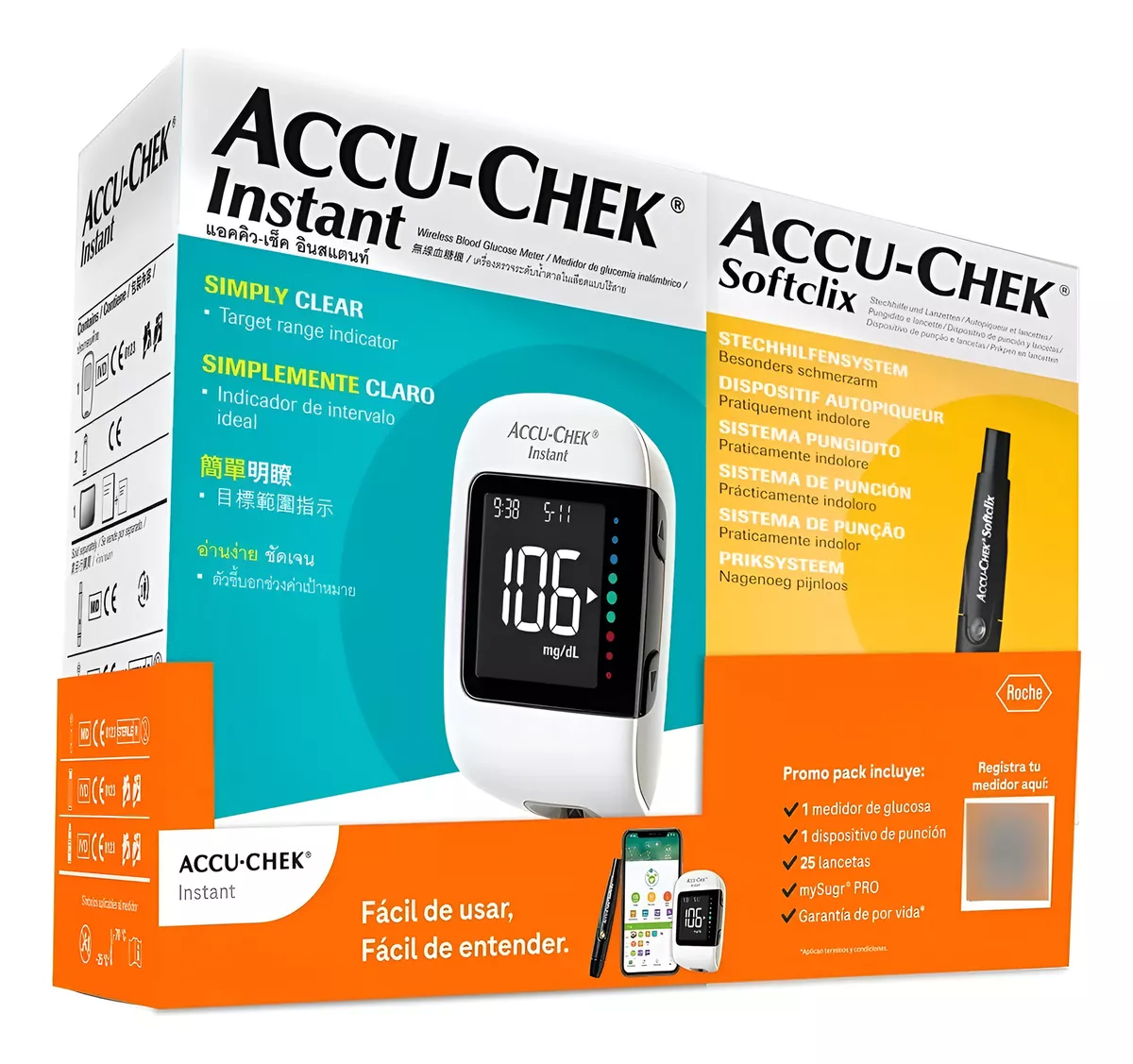 Glucómetro Accu-chek Instant + Softclix Kit