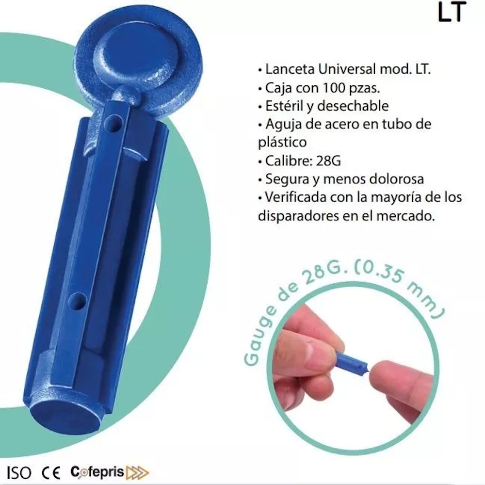 Foto 4 pulgar | Caja Con 100 Lancetas Universales Mercy Glucosa