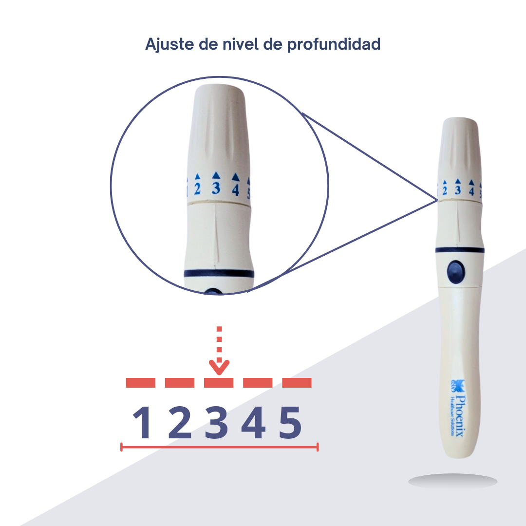Foto 5 pulgar | Dispositivo De Punción Phoenix Para Lancetas Universales - 5 Niveles De Profundidad Y Diseño Ergonómico Para
