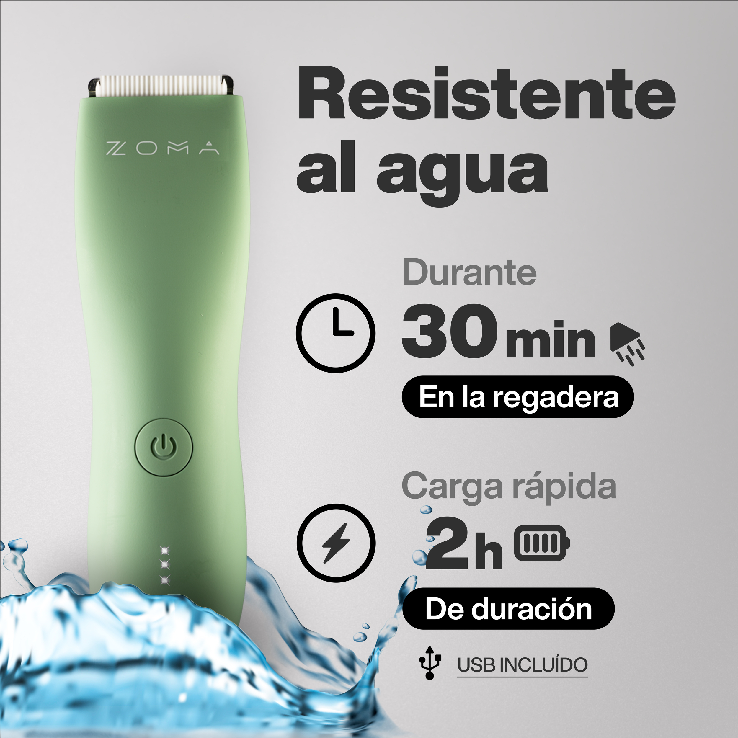 Foto 3 pulgar | Maquina de Afeitar y Cortar Cabello y Cuerpo Zoma 7800-GR Verde