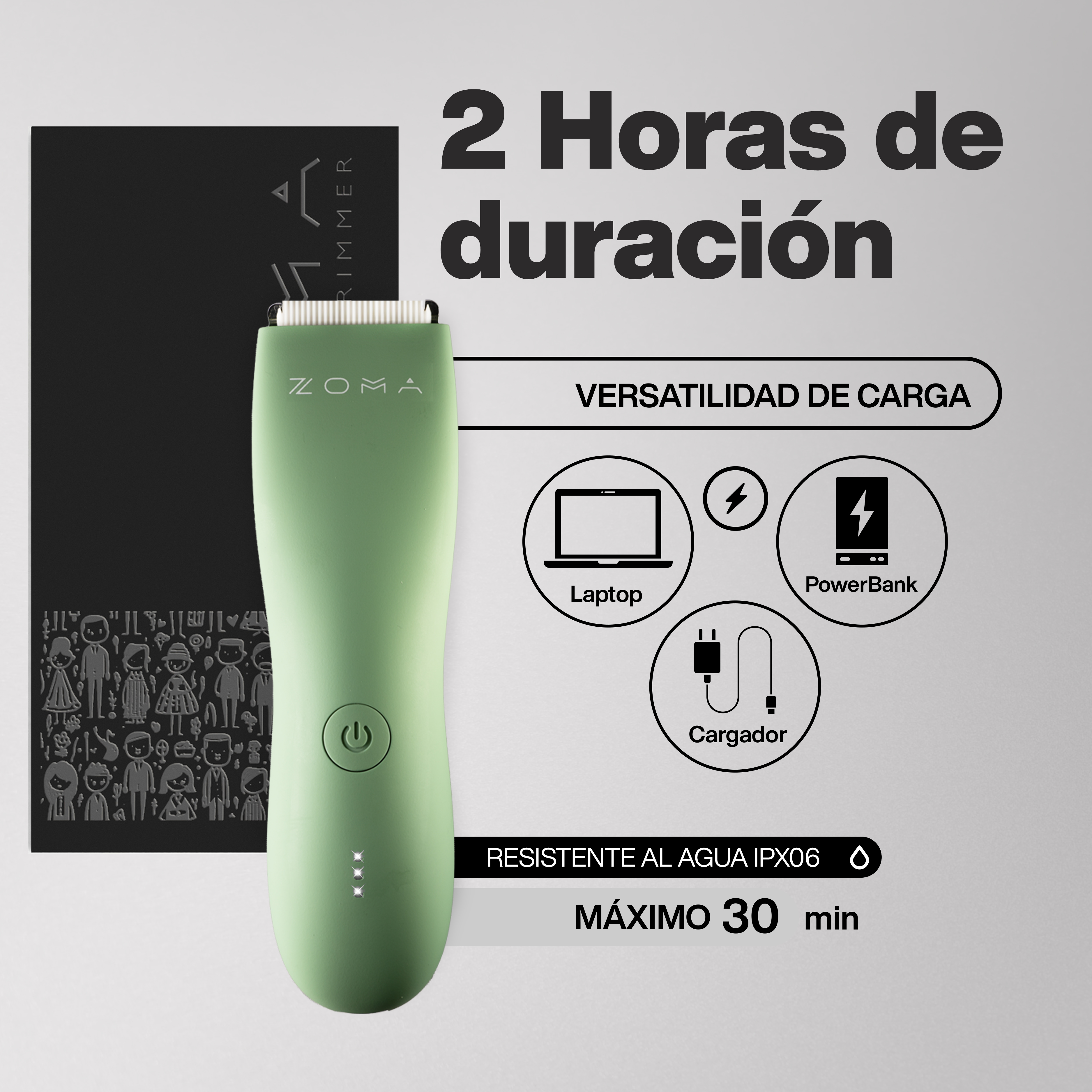 Foto 7 pulgar | Maquina de Afeitar y Cortar Cabello y Cuerpo Zoma 7800-GR Verde