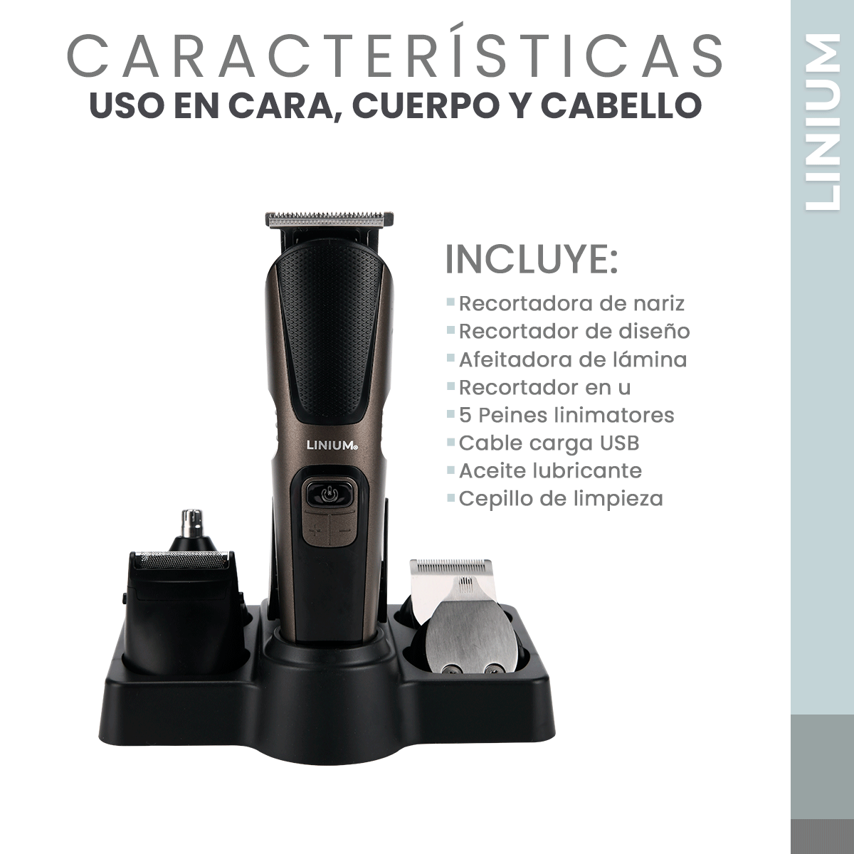 Foto 5 | Set Rasuradora / Cortadora de Pelo Eléctrica Recargable 13 en 1 Negro