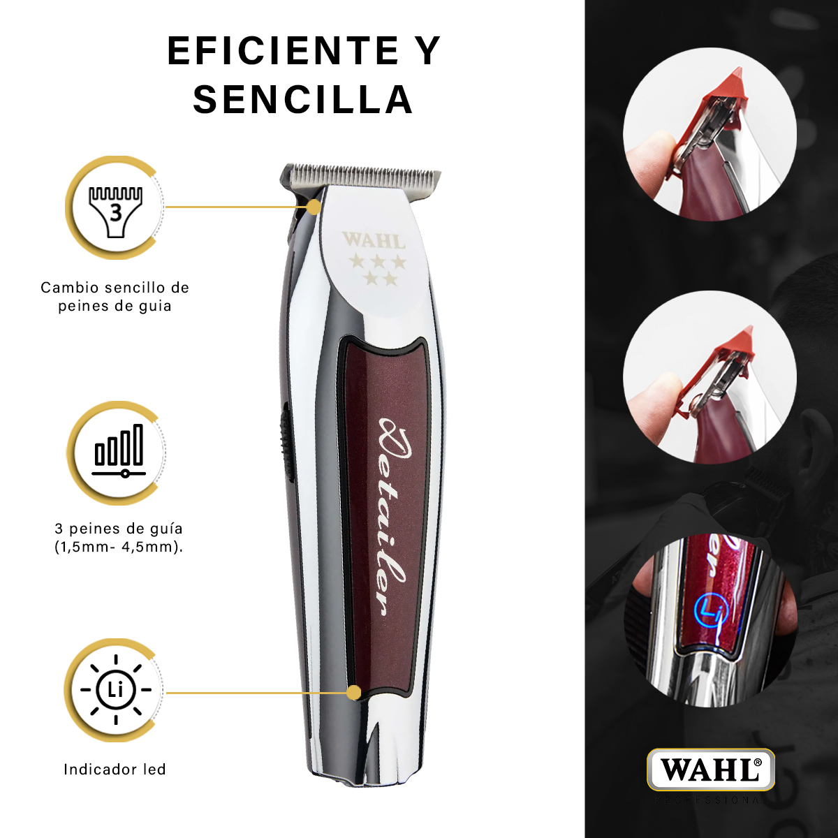 Foto 5 pulgar | Combo Cortadora Magic Clip Y Recortadora Detailer + Aceite Wahl Profesional