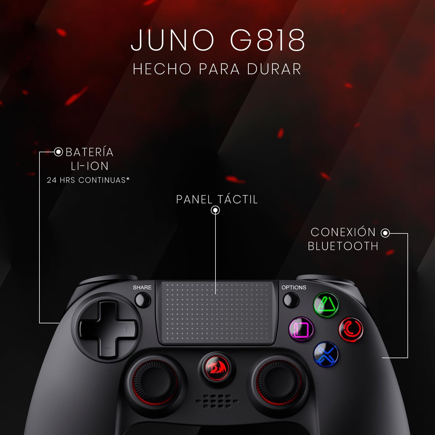 Foto 3 pulgar | Control Gamer Redragon Juno G818 Wireless Bluetooth