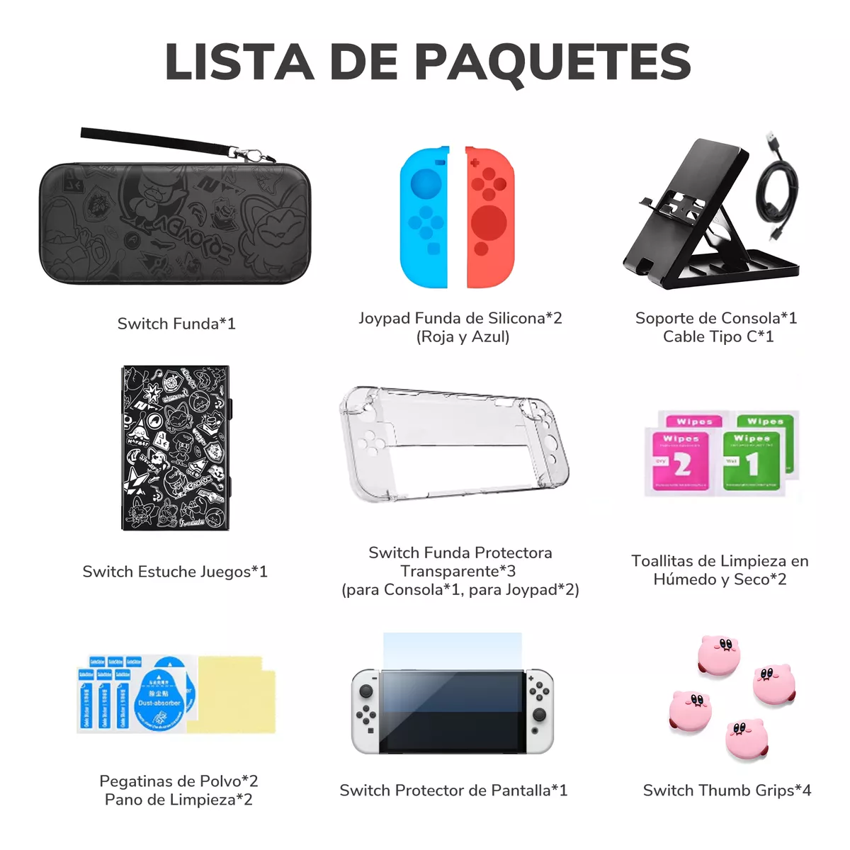 Foto 6 pulgar | Funda Switch Estuche Kit De Accesorios Para Nintendo 20pzs Eo Safe Imports Esi-16766 Negro