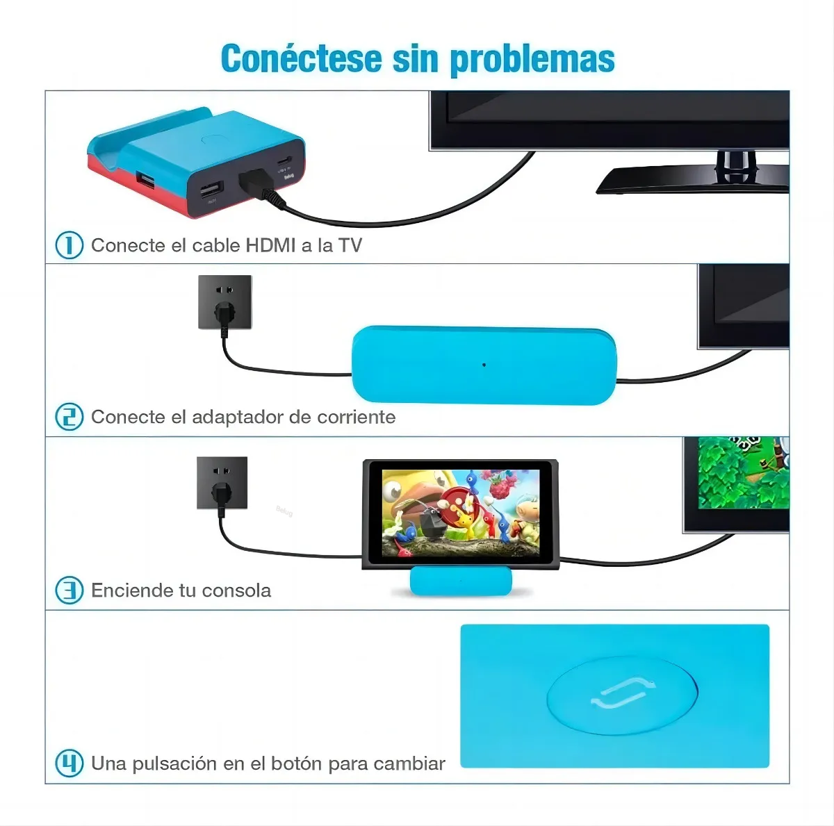 Foto 5 pulgar | Adaptador Hdmi 4k Base Dock De Carga Para Nintendo Switch