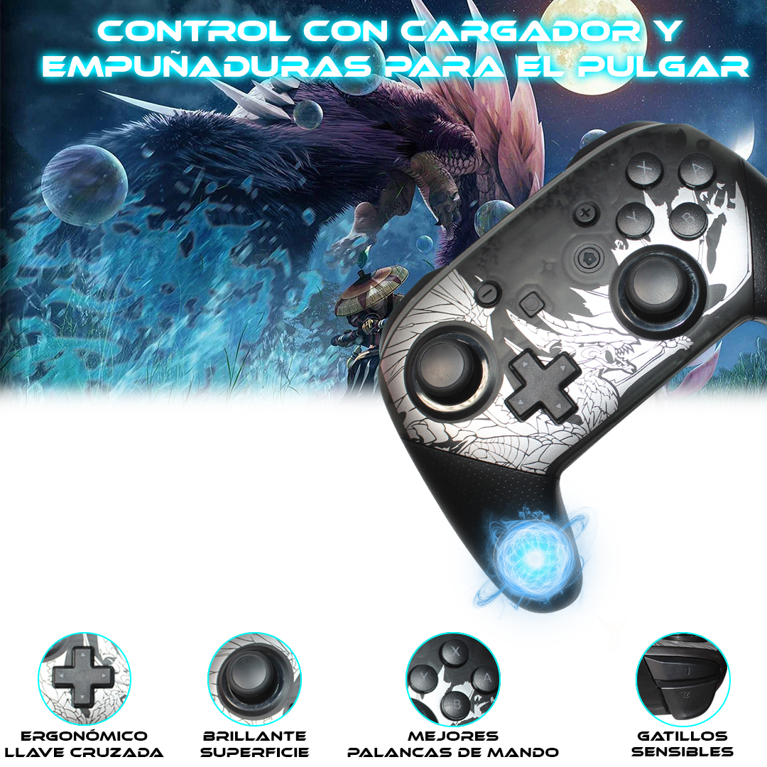 Foto 6 pulgar | Control Inalámbrico Recargable Joystick color Plata Compatible con N- Switch y Pc