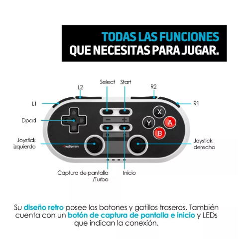 Foto 4 pulgar | Control Para Nintendo Switch Retro Inalámbrico Con Diseño Clásico, Compatible Con Switch, Switch Lite, Switch