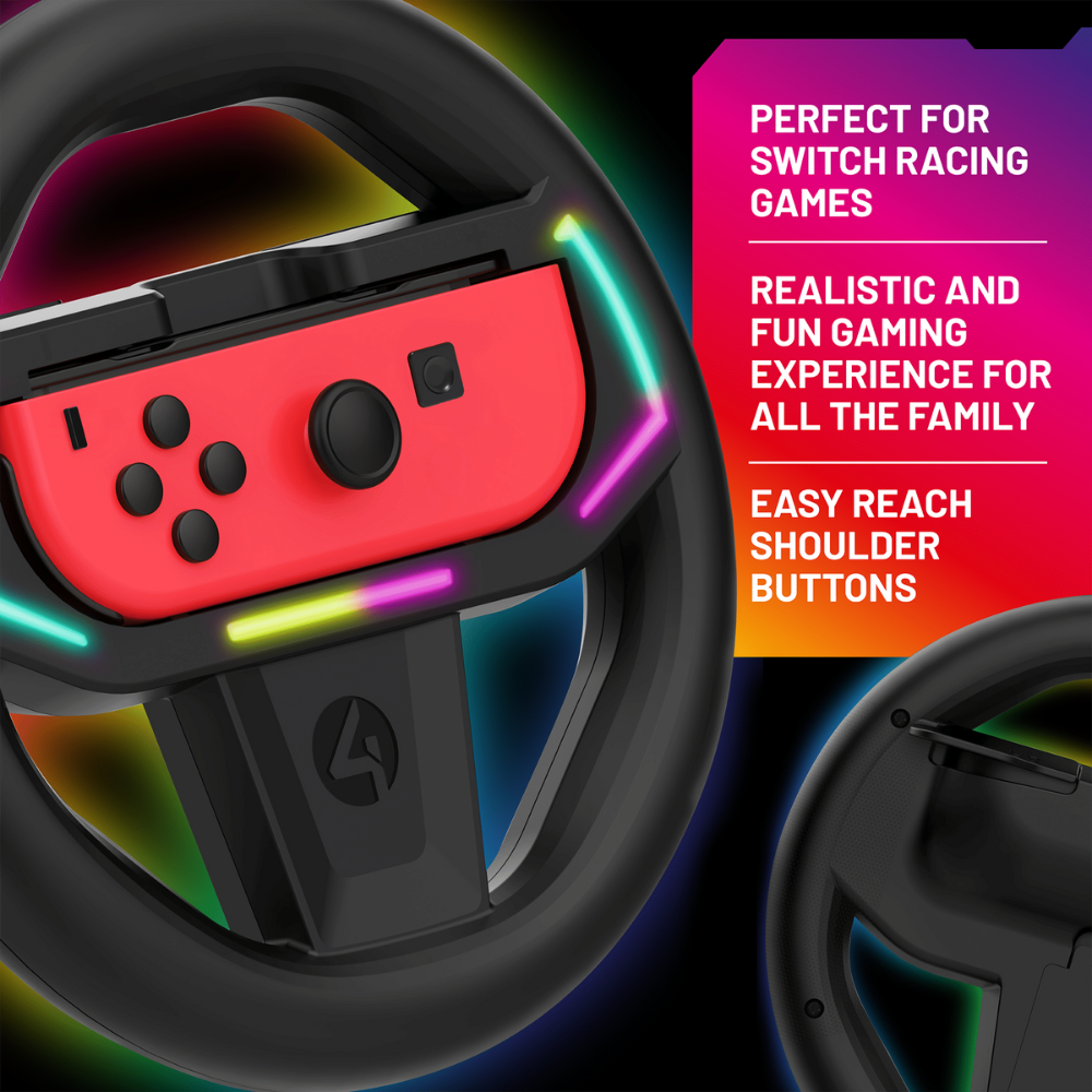 Foto 4 pulgar | Volante De Carreras 4gamers Racing Wheel Led: Compatible Con Joy-con De Nintendo Switch