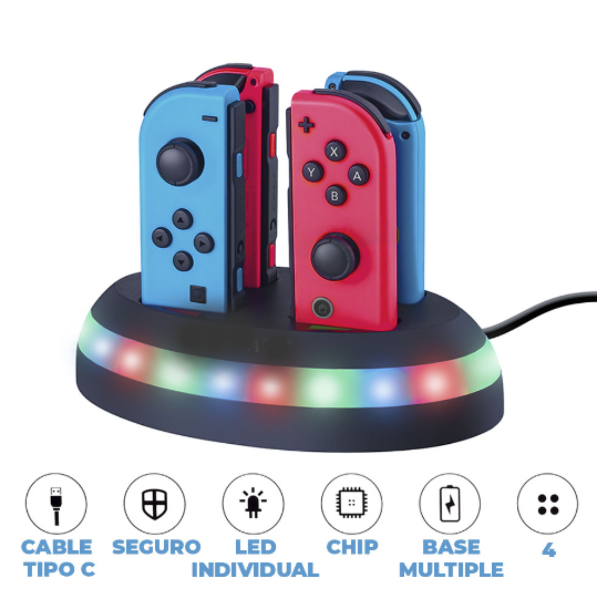 Foto 4 pulgar | Estación de Carga Rápida para Nintendo Switch Joy-Con - Carga 4 Mandos Simultáneamente