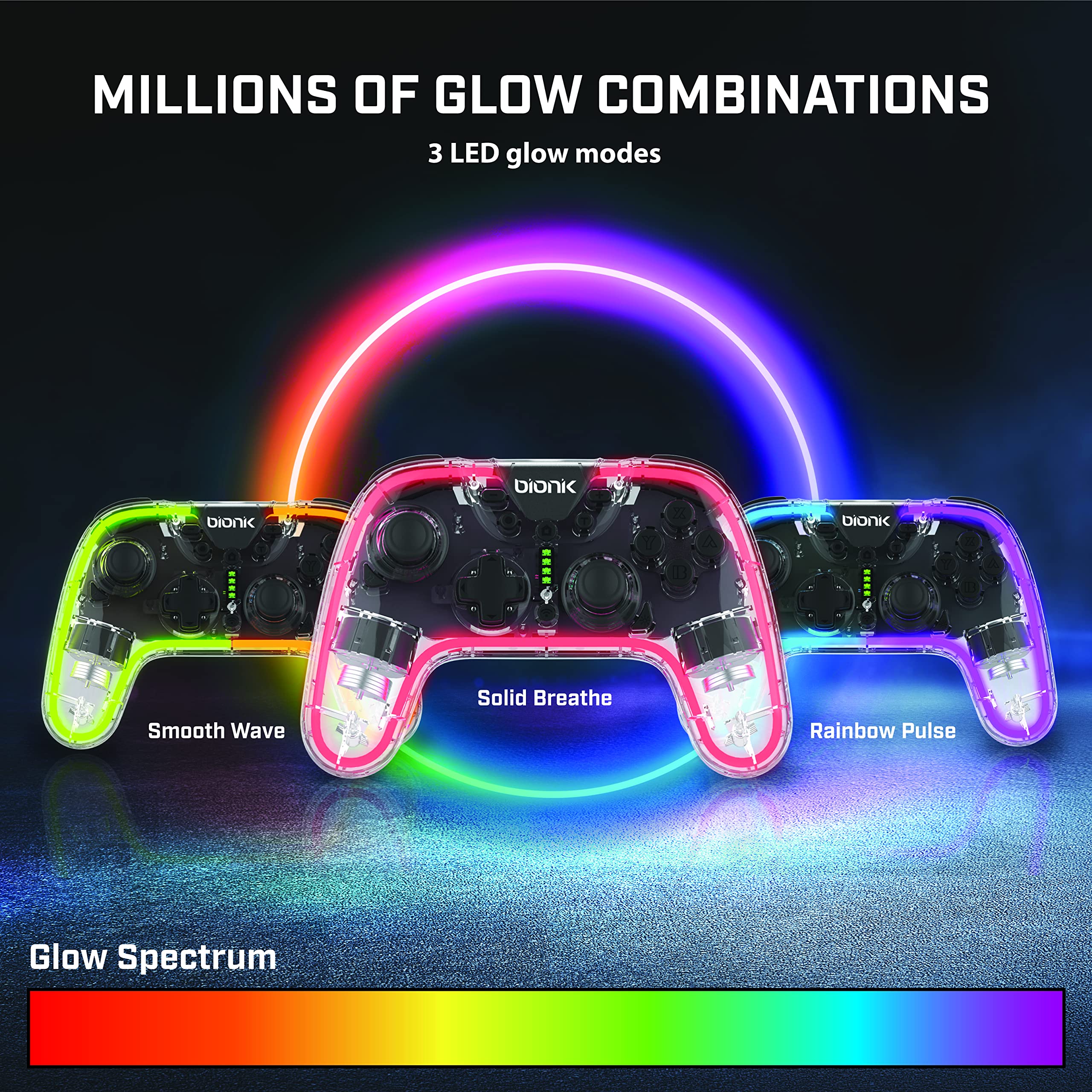 Foto 4 pulgar | Mando Inalámbrico Bionik Neo Glow Nintendo Switch Rgb - Venta Internacional.