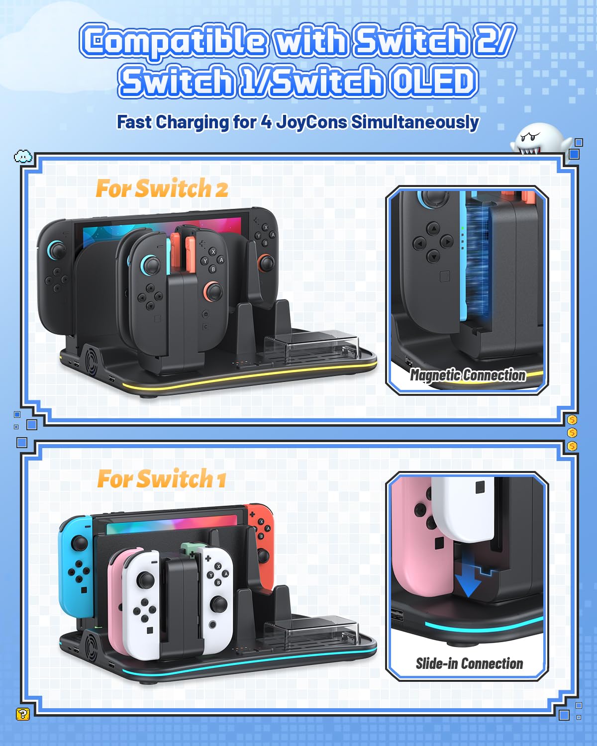 Foto 2 | [base De Carga] Base De Carga Y Organizador Fastsnail Para Nintendo Switch 2/1/oled - Venta Internacional.