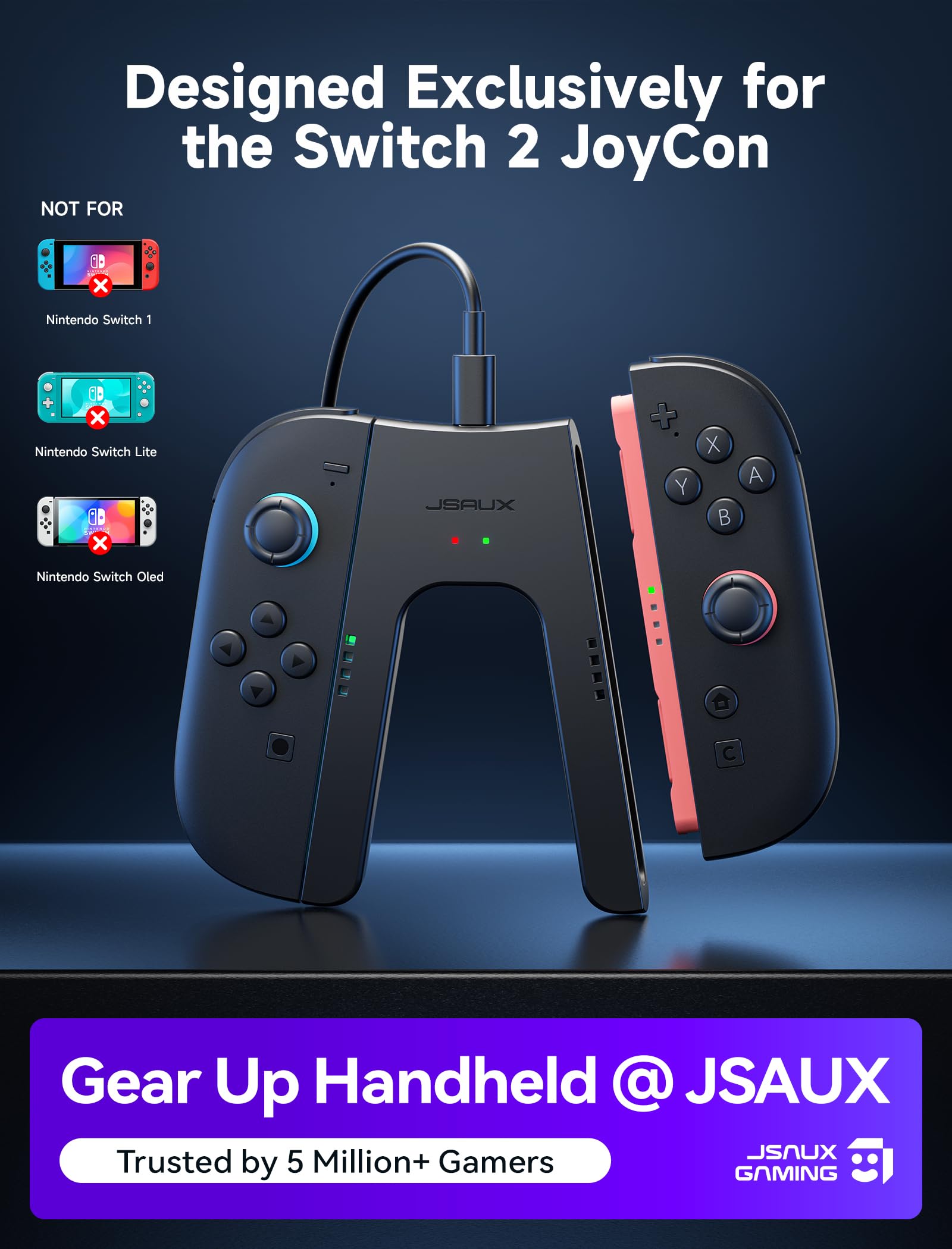 Foto 3 pulgar | Empuñadura De Carga Jsaux Switch 2 Para Nintendo Switch 2 Negra - Venta Internacional.