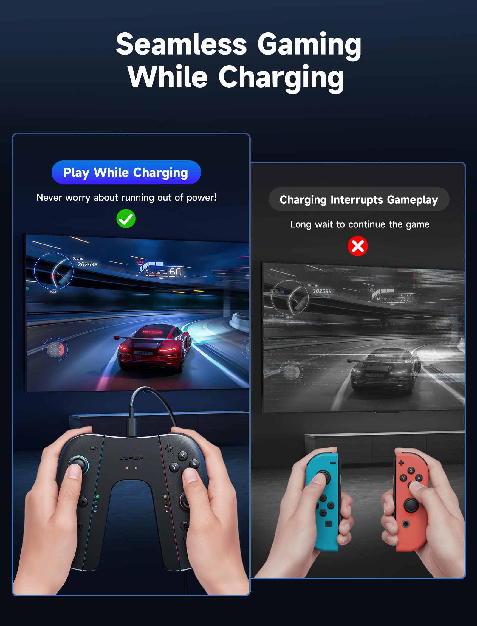 Foto 4 pulgar | Empuñadura De Carga Jsaux Switch 2 Para Nintendo Switch 2 Negra - Venta Internacional.