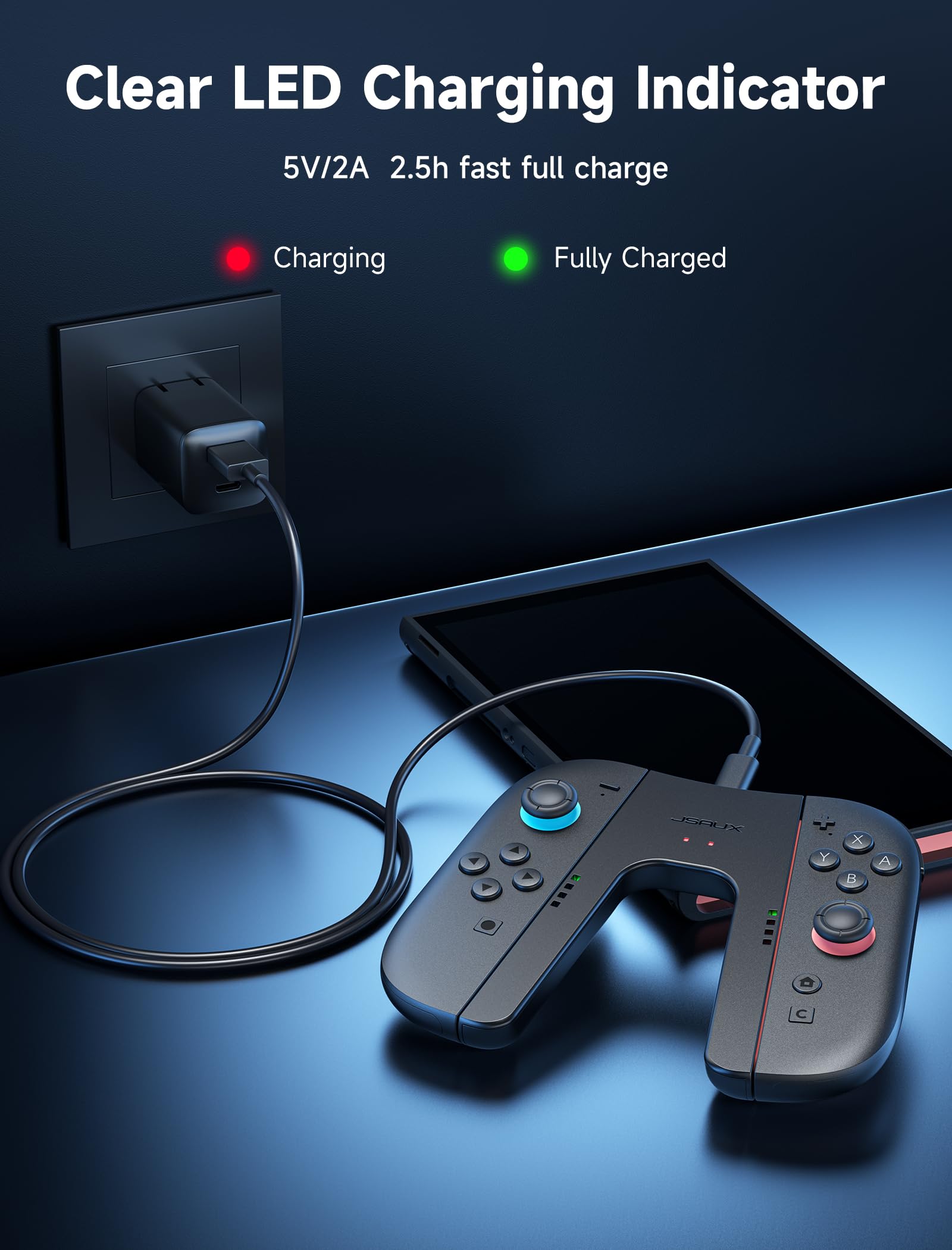 Foto 4 | Empuñadura De Carga Jsaux Switch 2 Para Nintendo Switch 2 Negra - Venta Internacional.