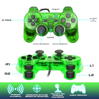 Foto 3 | Control Alámbrico Store Cline Ps2 Verde