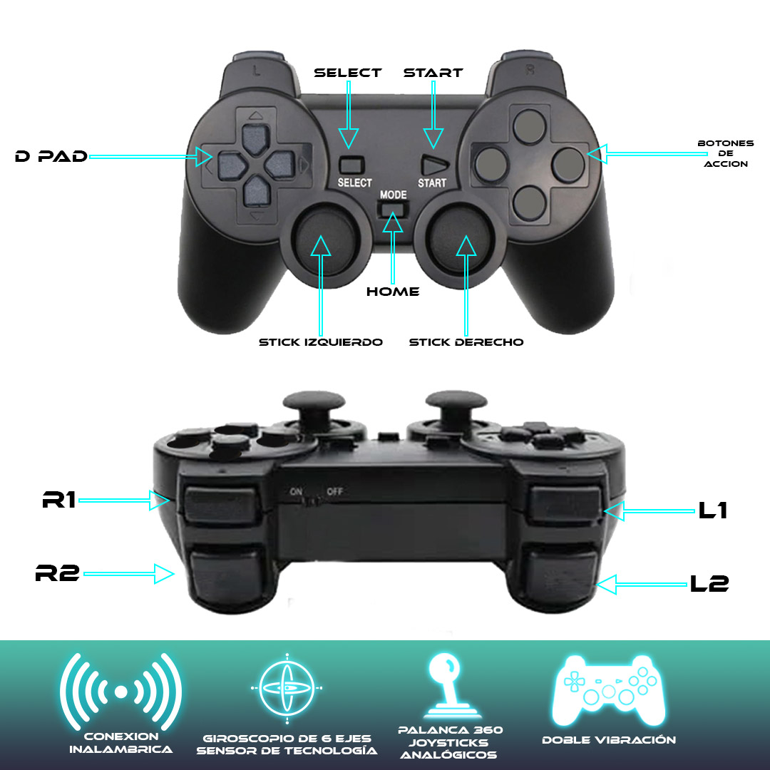 Foto 4 pulgar | Control Inalámbrico para Ps2 Store Cline Negro