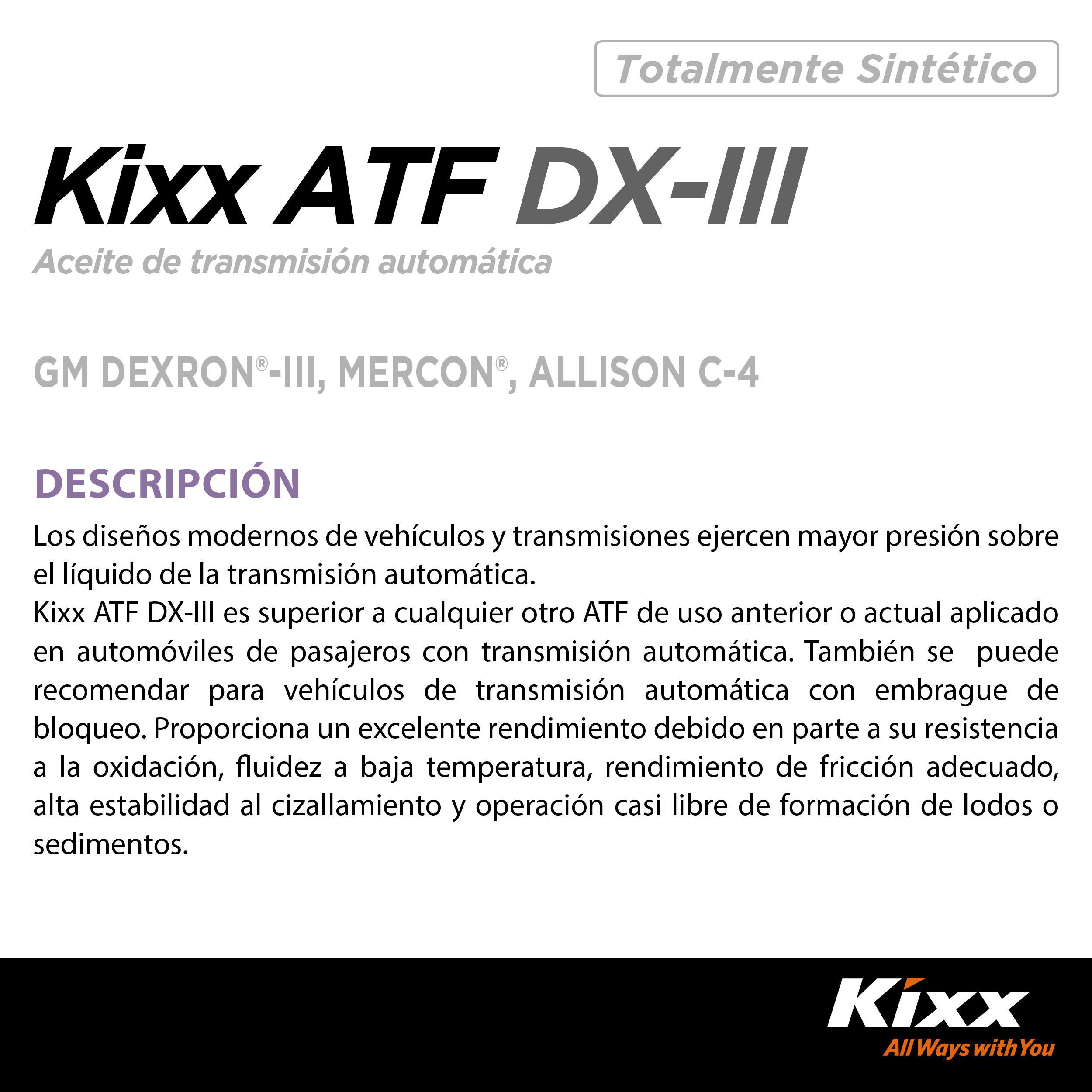 Foto 2 | Aceite Para Transmisión Automática Kixx Sintético Atf Dx-iii, 4l