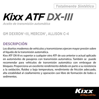 Foto 2 | Aceite Para Transmisión Automática Kixx Sintético Atf Dx-iii, 4l