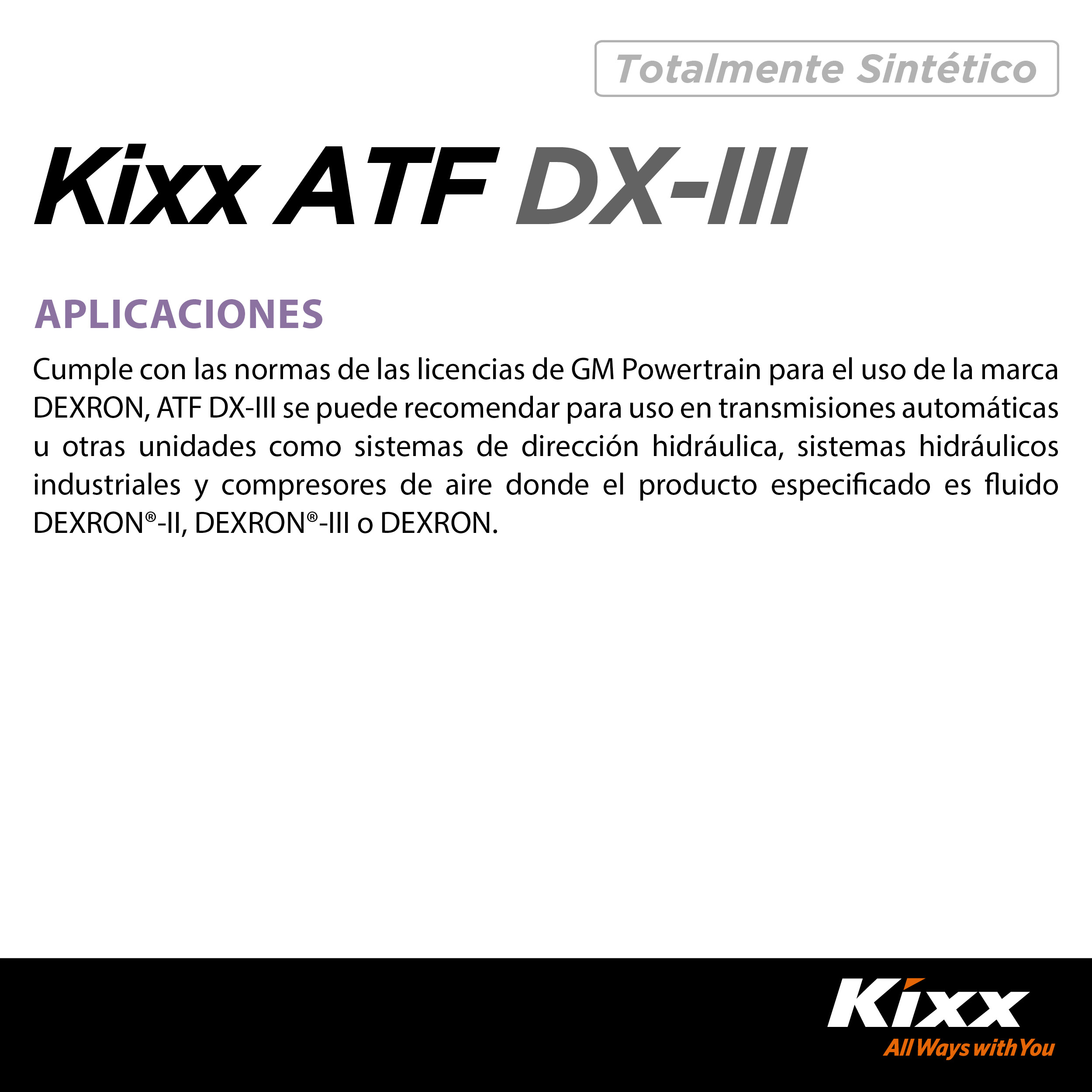 Foto 5 | Aceite Para Transmisión Automática Kixx Sintético Atf Dx-iii, 4l