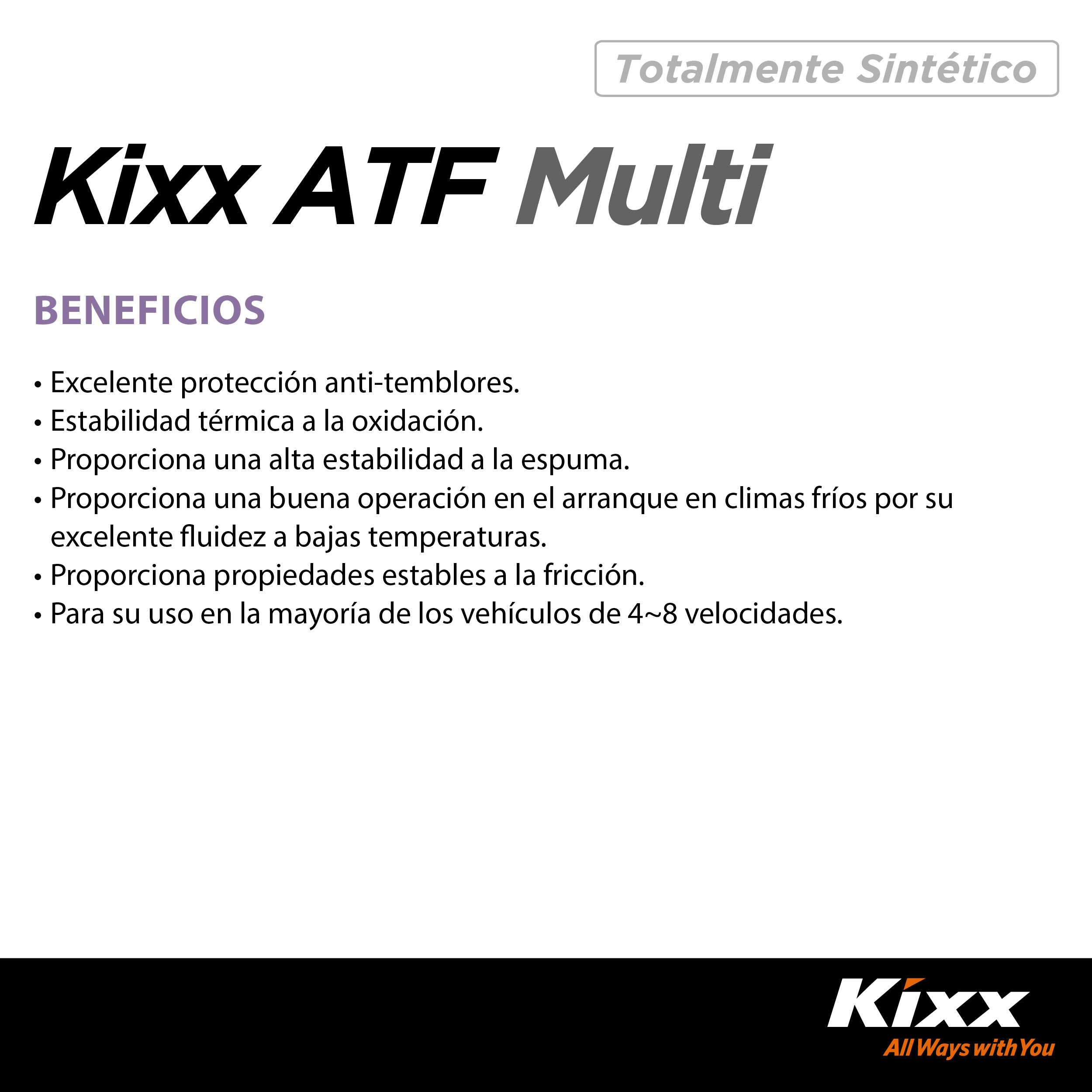 Foto 4 | Aceite Para Transmisión Automática Sintético Kixx Atf Multi, 1l