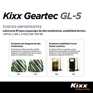 Foto 5 | Aceite Para Transmisión Manual Kixx Geartec Gl-5 75w-90, 1l