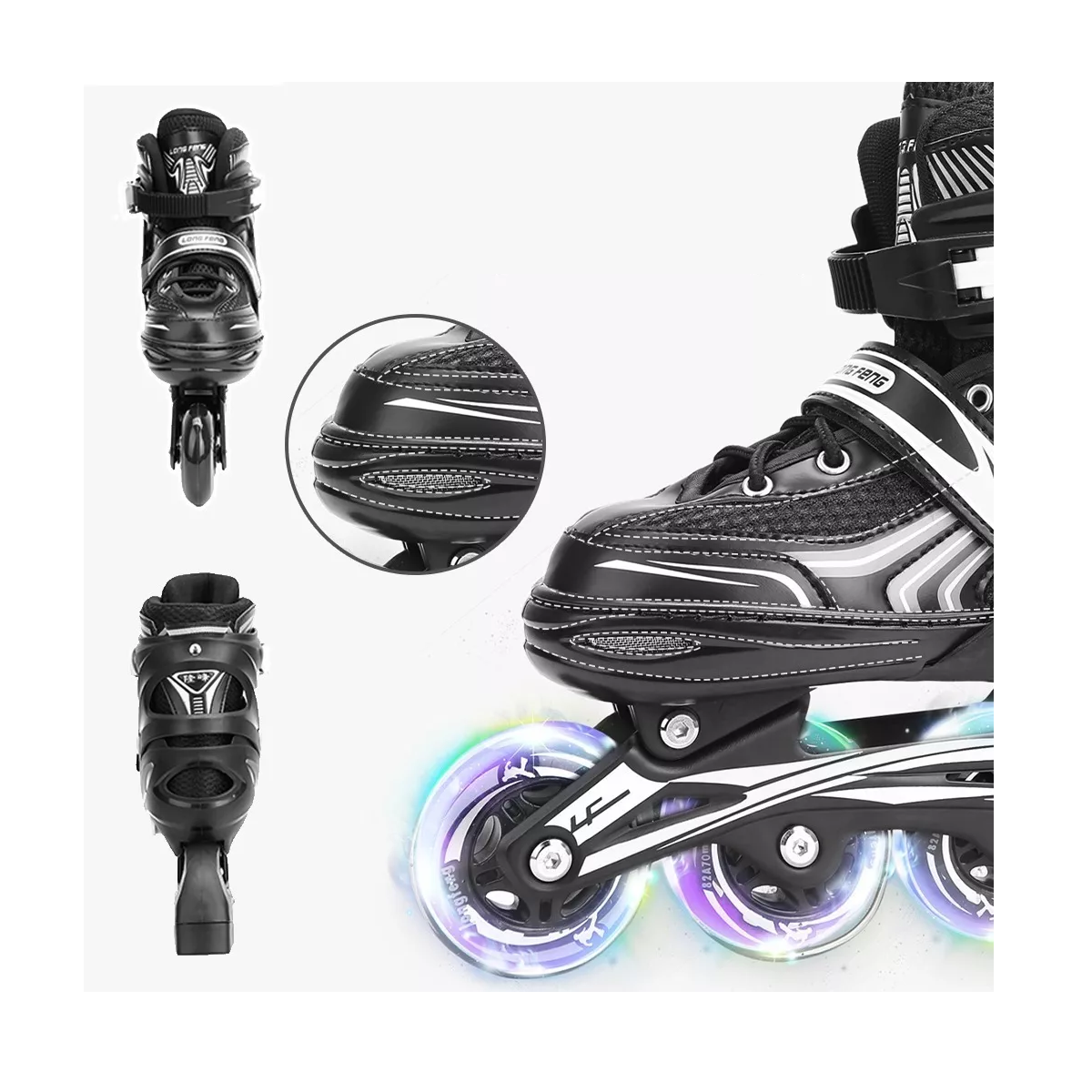 Foto 3 pulgar | Patines Profesionales Eo Safe Imports Esi11110 Negros Ajustables