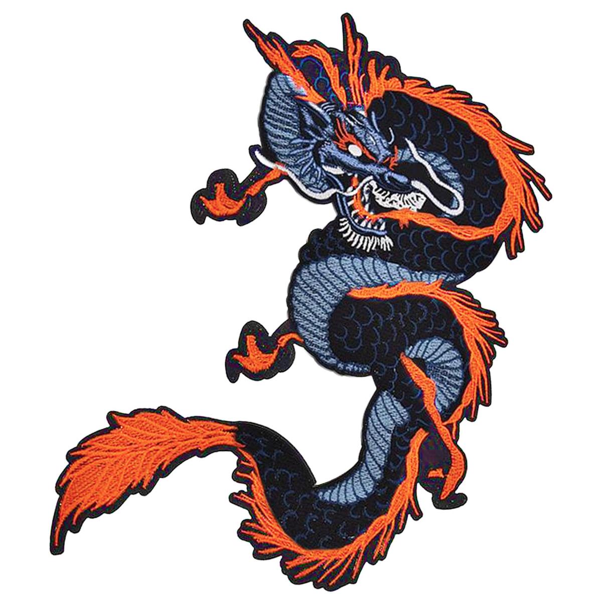 Parches De Dragon Chino Decorativo  Patchpros  Mxagn-003  Dragón Chino  Naranja/azul