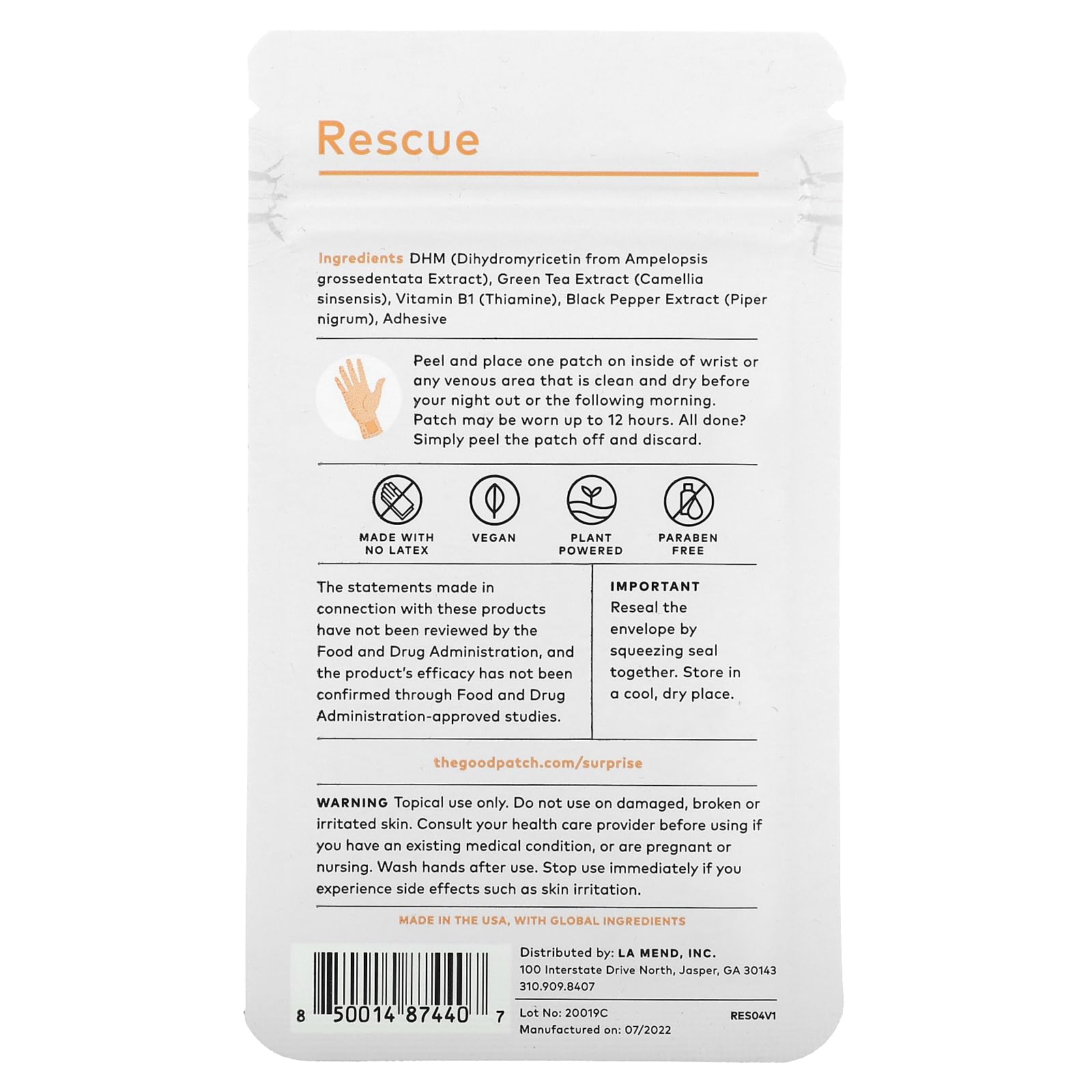 Foto 3 pulgar | Rescue Patch The Good Patch Gp Plant Based, 4 Unidades - Venta Internacional.