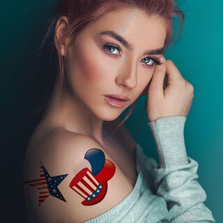 Foto 3 | Adhesivo De Tatuaje Huoguo Impermeable Bandera Americana De La Independencia - Venta Internacional.