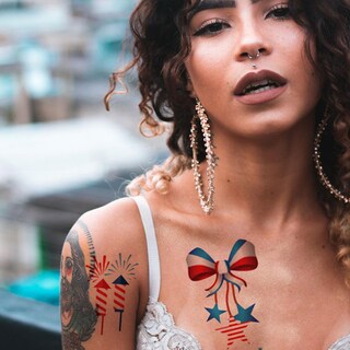 Foto 4 | Adhesivo De Tatuaje Huoguo Impermeable Bandera Americana De La Independencia - Venta Internacional.