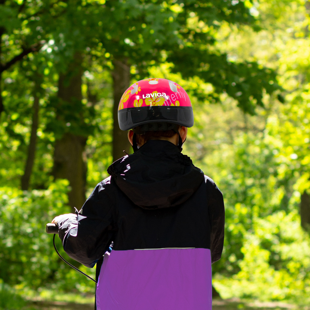 Foto 4 pulgar | Casco para Bicicleta Laviga para Niños Diseño Flores Rojo de Poliestireno