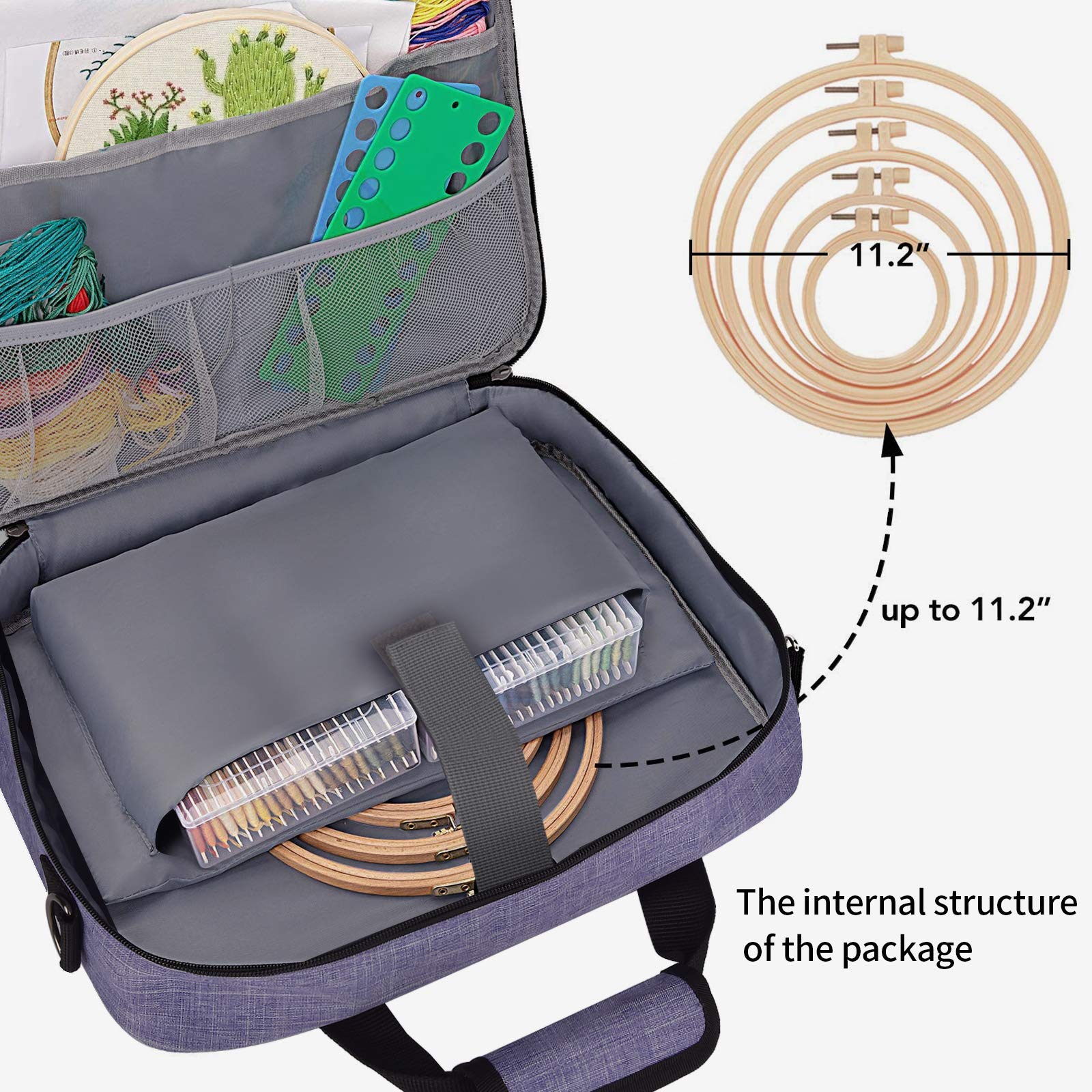 Foto 3 pulgar | Bolsa Organizadora De Bordados Baglher Con Punto De Cruz, Tamaño Grande, Color Morado - Venta Internacional.