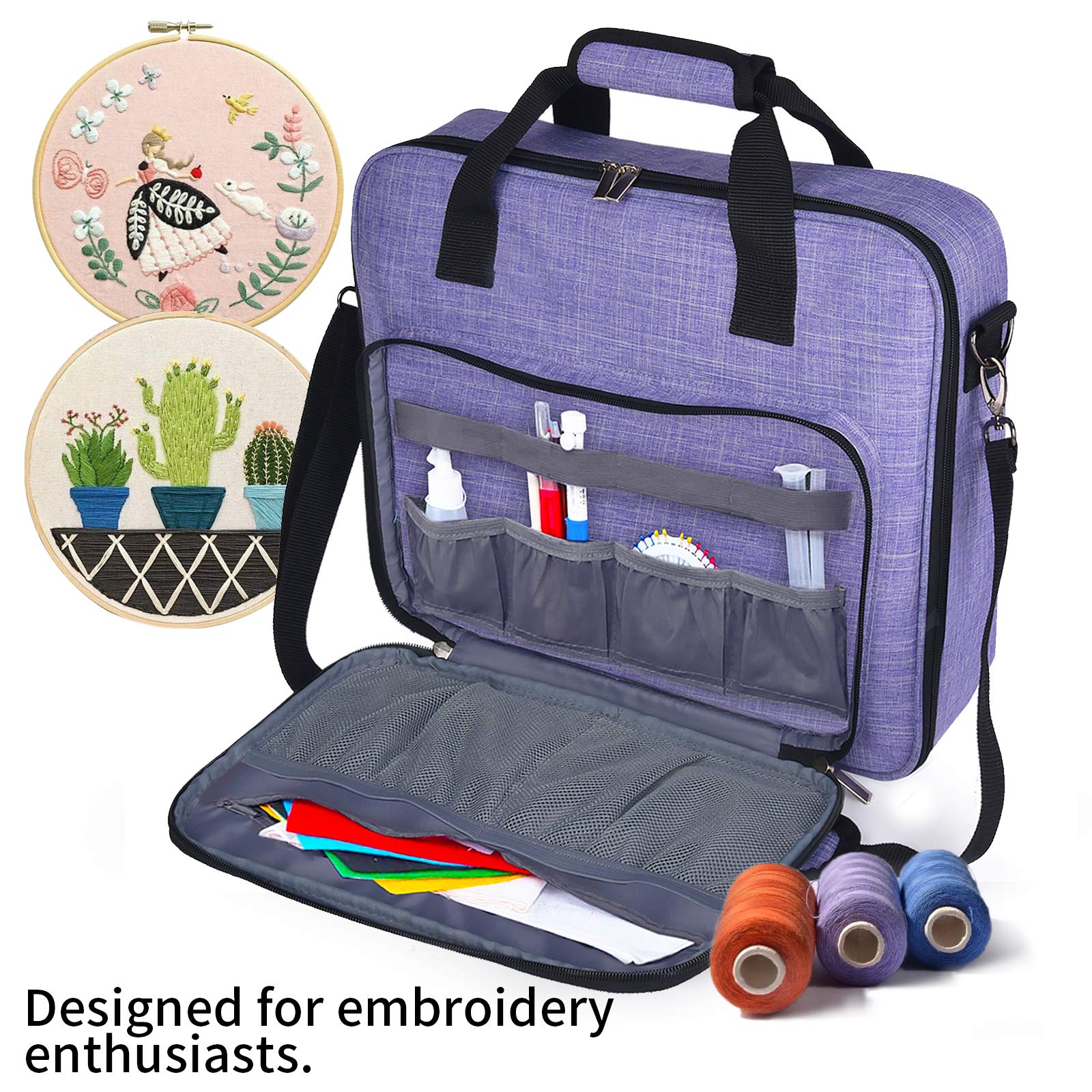 Foto 6 pulgar | Bolsa Organizadora De Bordados Baglher Con Punto De Cruz, Tamaño Grande, Color Morado - Venta Internacional.