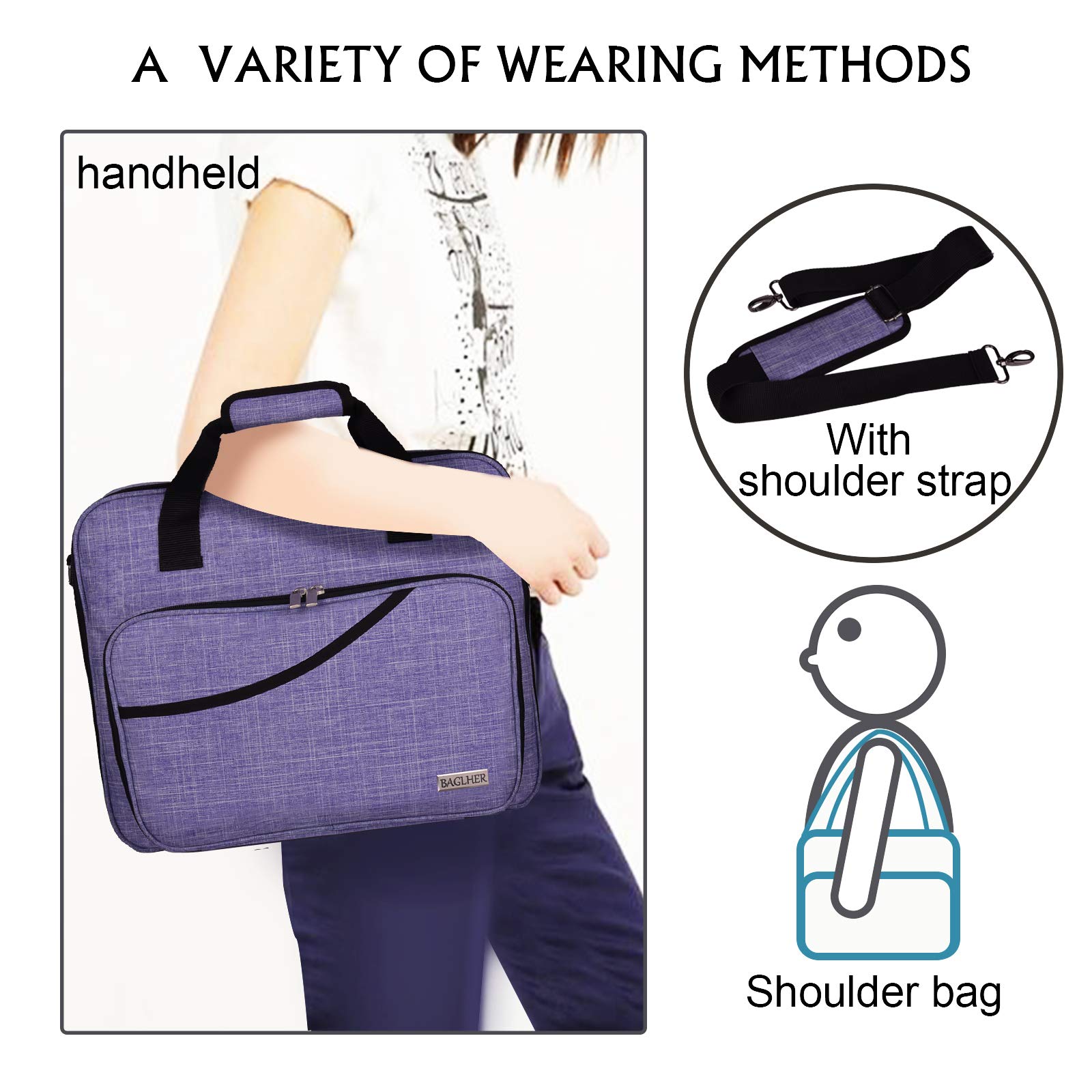 Foto 7 | Bolsa Organizadora De Bordados Baglher Con Punto De Cruz, Tamaño Grande, Color Morado - Venta Internacional.