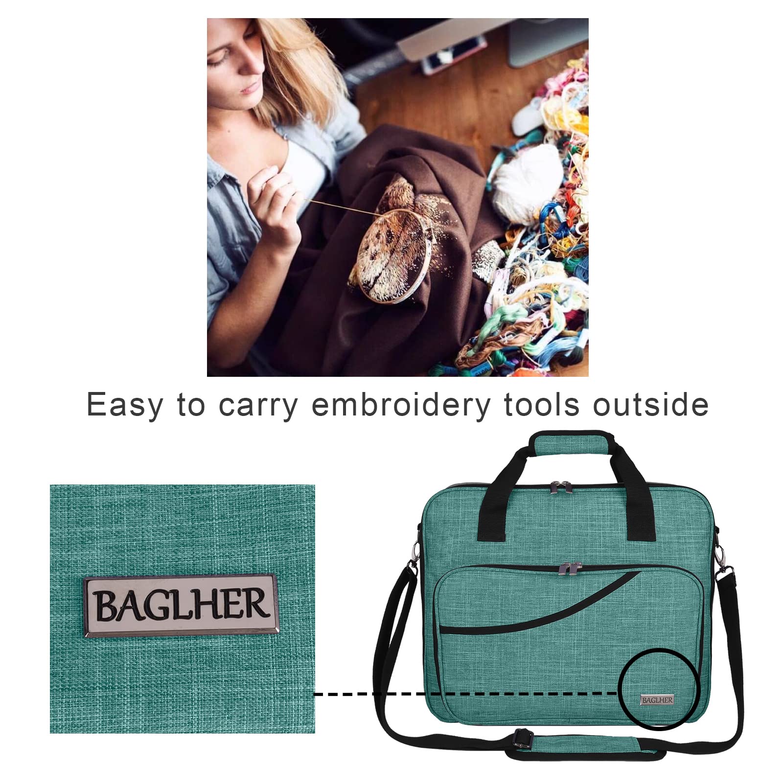 Foto 7 pulgar | Bolsa Organizadora De Bordados Baglher, Punto De Cruz, Grande, Verde - Venta Internacional.