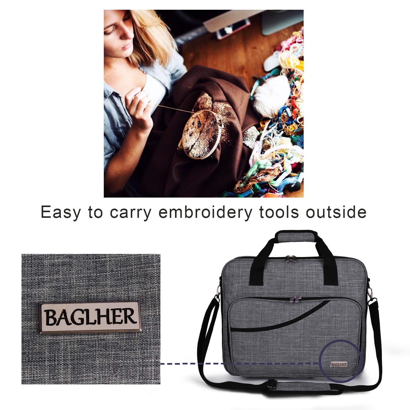 Foto 7 pulgar | Bolsa Organizadora De Bordados Baglher, Punto De Cruz, Grande, Gris - Venta Internacional.