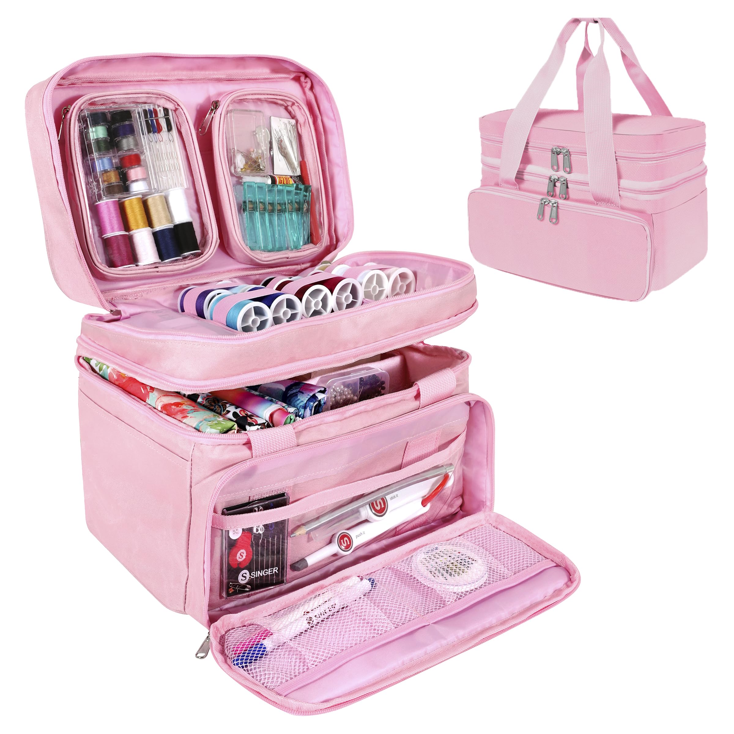 Foto 2 pulgar | Bolsa Organizadora de Accesorios de Costura Singer Doble Capa Rosa - Venta Internacional