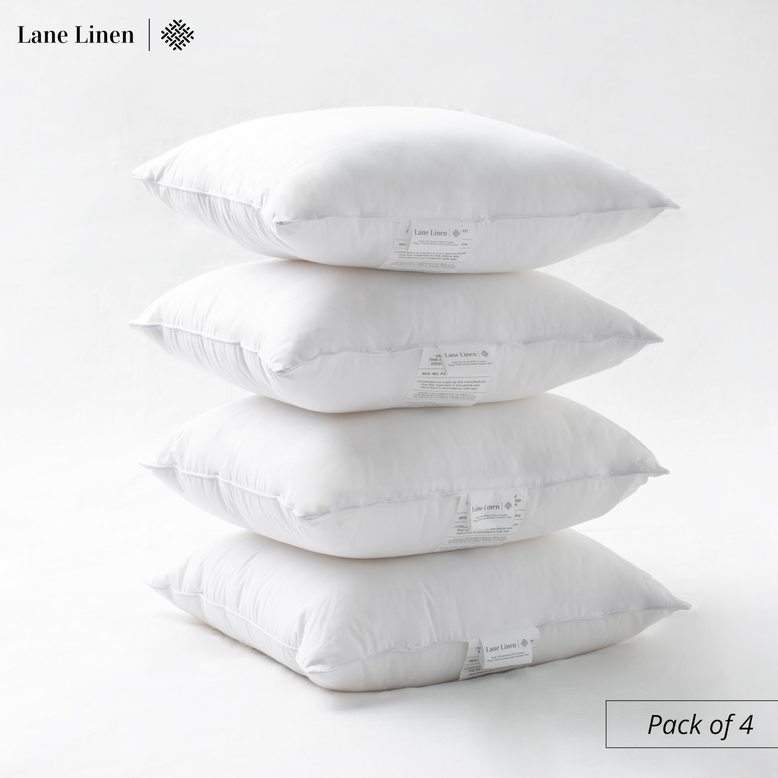 Foto 3 pulgar | Set De 4 Cojines Con Relleno Lane Linen, 40 X 40 Cm, Color Blanco - Venta Internacional.