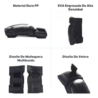 Foto 2 | Kit 6 Pcs Coderas De Rodilla Con Protector De Muñeca Ajustable Talla L Eo Safe Imports Esi-14527 Negro