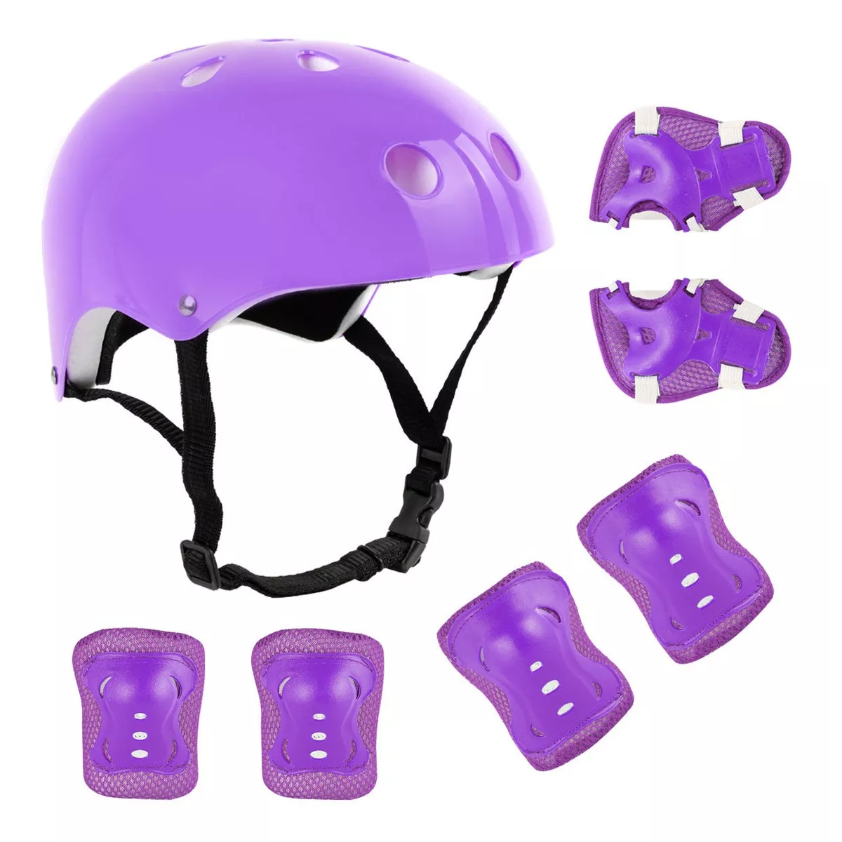 Kit De Protección De Patín Niños Con Casco Rodillera Codera Eo Safe Imports Esi-17509 Purpura