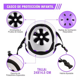 Foto 2 | Kit De Protección De Patín Niños Con Casco Rodillera Codera Eo Safe Imports Esi-17509 Purpura